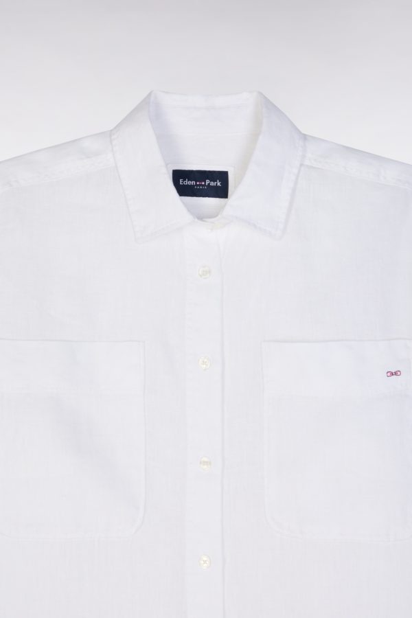 Chemise À Poches Plaquées En Lin Blanc Coupe Oversized Eden Park – Image 5