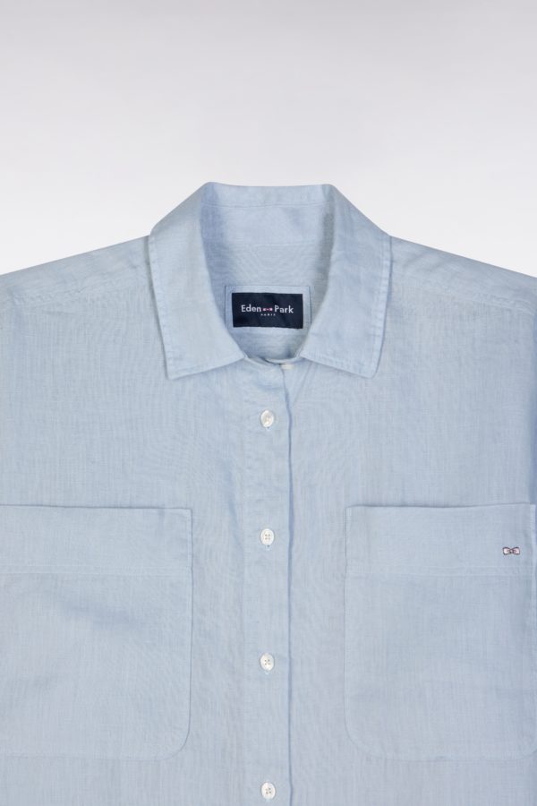 Chemise À Poches Plaquées En Lin Gris Coupe Oversized Eden Park – Image 4