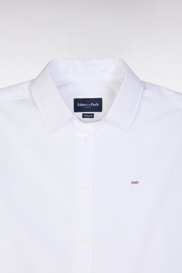Chemise Unie En Coton Blanc Coupe Décontractée Eden Park – Image 5