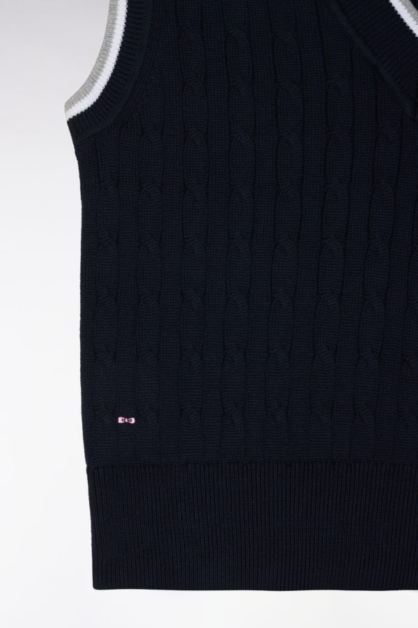 Pull Sans Manches En Coton Torsadé Bleu Marine Coupe Décontractée Eden Park – Image 5