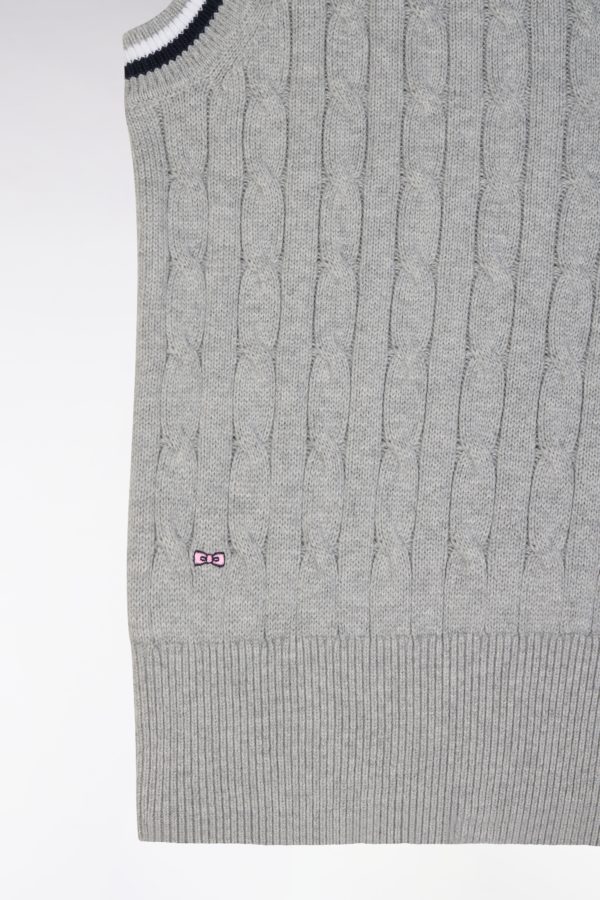 Pull Sans Manches En Coton Torsadé Gris Coupe Décontractée Eden Park – Image 5