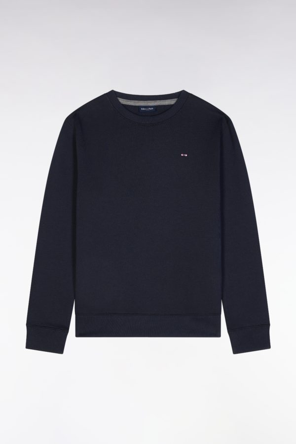 Sweatshirt À Col Rond En Molleton Coton Marine Coupe Droite Eden Park