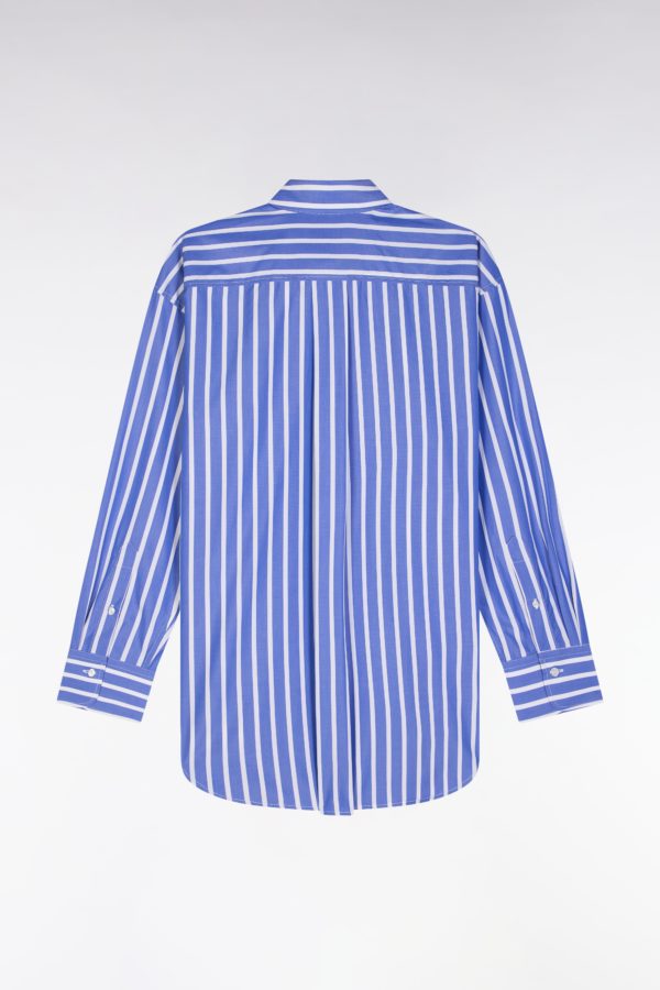 Chemise En Coton Bleue À Rayures Blanches Coupe Oversized Eden Park – Image 5