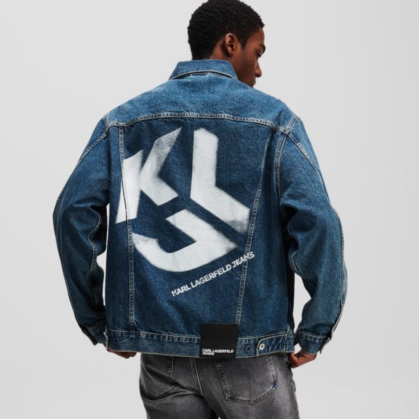 Karl Lagerfeld, Veste En Jean Décontractée Klj Monogram, Homme, Bleu lavé visuel, Taille: XXXL