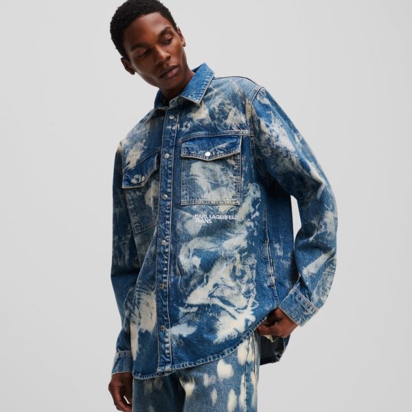 Karl Lagerfeld, Surchemise En Denim Effet Délavé, Homme, Denim blanchi, Taille: XXXL