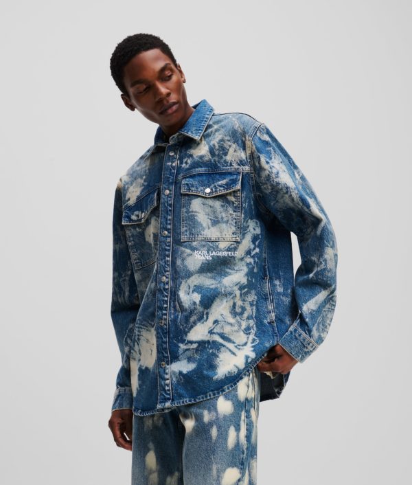 Karl Lagerfeld, Surchemise En Denim Effet Délavé, Homme, Denim blanchi, Taille: XXXL