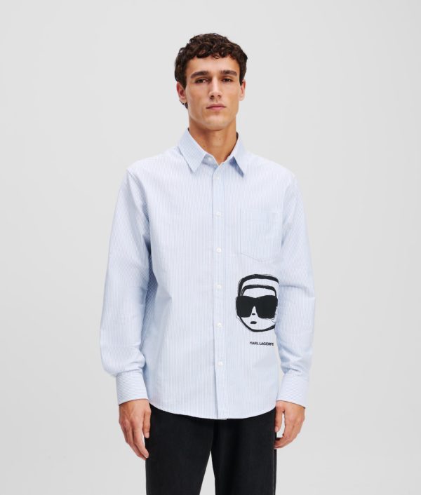 Karl Lagerfeld, Chemise À Rayures Ikon, Homme, Rayure Blanche/Bleue, Taille: XXS