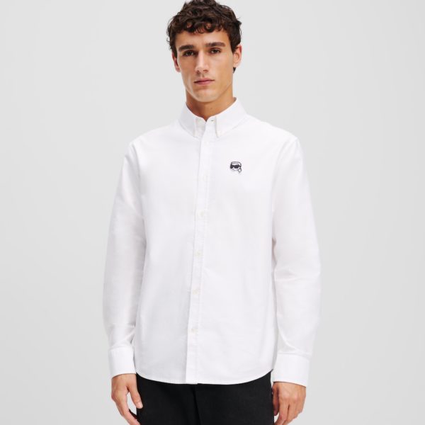 Karl Lagerfeld, Chemise Oxford Ikon, Homme, Blanc, Taille: XXS