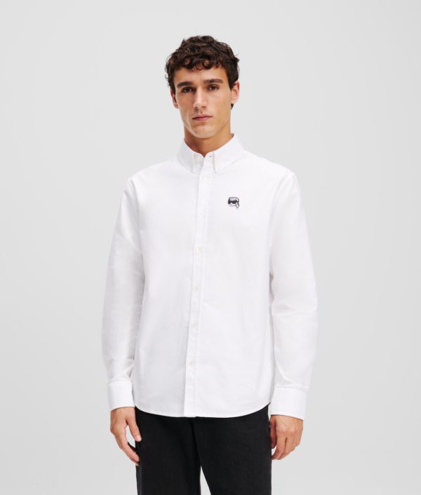 Karl Lagerfeld, Chemise Oxford Ikon, Homme, Blanc, Taille: XXS