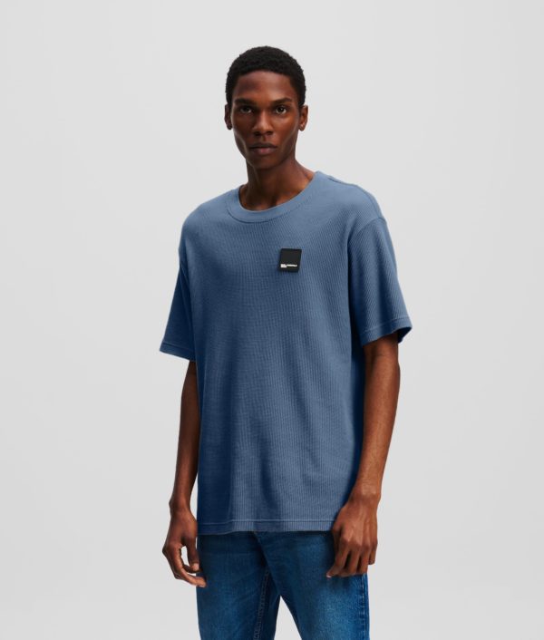 Karl Lagerfeld, T-shirt À Texture Gaufrée, Homme, Indigo vintage, Taille: XXXL