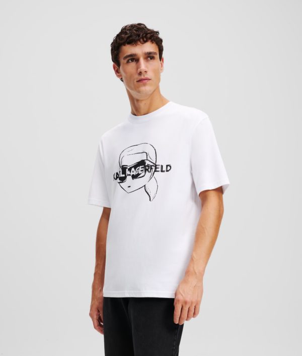 Karl Lagerfeld, T-shirt Graphique Ikon, Homme, Blanc, Taille: XXXL