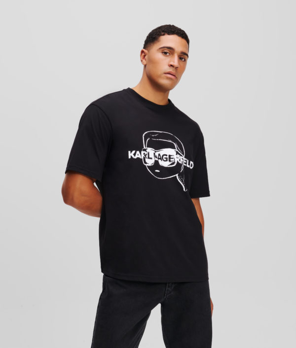 Karl Lagerfeld, T-shirt Graphique Ikon, Homme, Noir, Taille: XXXL