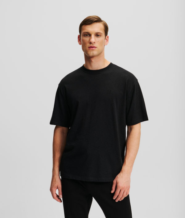 Karl Lagerfeld, T-shirt En Laine Mélangée Kl Monogram, Homme, Asphalte, Taille: XXXL