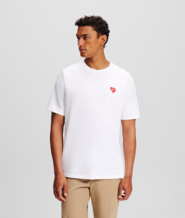 Karl Lagerfeld, T-shirt K/heart, Homme, Blanc, Taille: XXXL