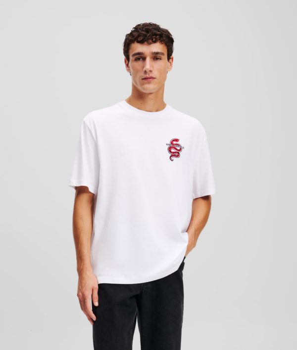 Karl Lagerfeld, T-shirt Nouvel An Lunaire, Homme, Blanc, Taille: XXXL