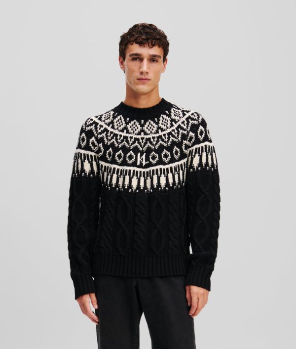 Karl Lagerfeld, Pull À Motif Fairisle Kl Monogram, Homme, Noir, Taille: XXXL