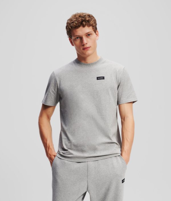Karl Lagerfeld, T-shirt Loungewear Avec Logo Karl, Homme, Gris moyen mélangé, Taille: XXXL
