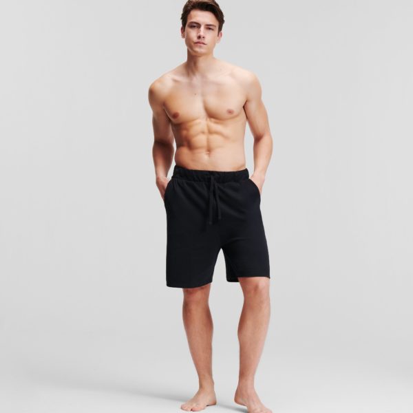 Karl Lagerfeld, Short De Nuit Molletonné Avec Logo Karl, Homme, Noir, Taille: XXS