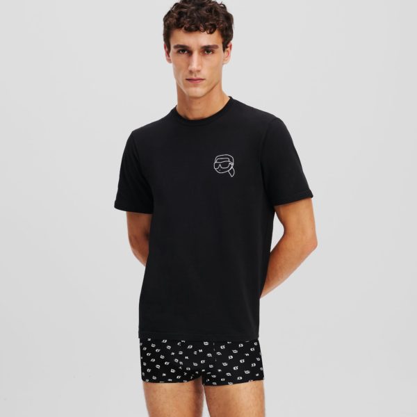 Karl Lagerfeld, Coffret Cadeau T-shirt Et Caleçon Ikon, Homme, Mini motif all over noir, Taille: XXS