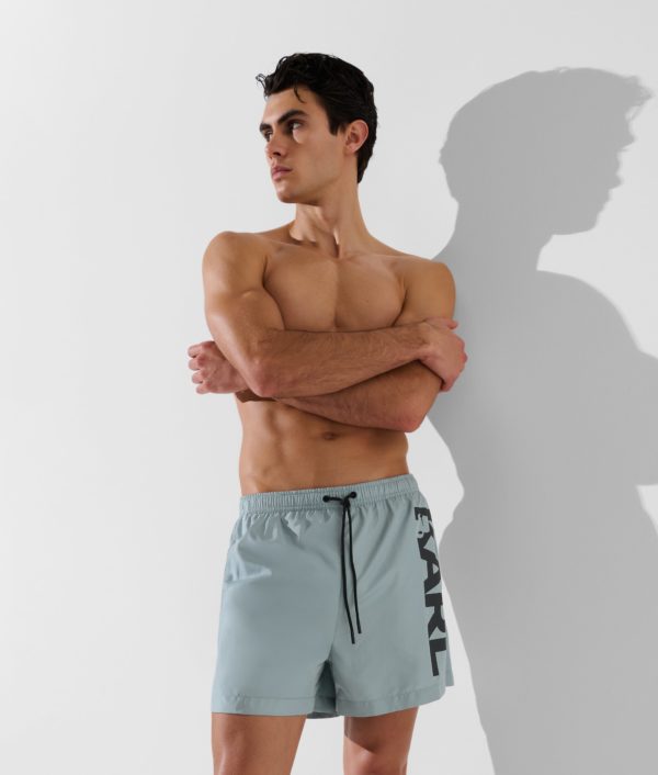 Karl Lagerfeld, Short De Bain Orné Du Logo Karl, Homme, Ardoise, Taille: XXS