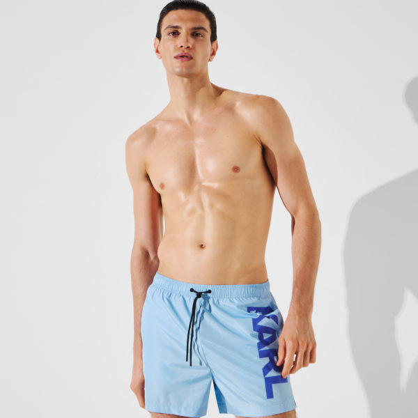 Karl Lagerfeld, Short De Bain Orné Du Logo Karl, Homme, Bleu Placide, Taille: XXS