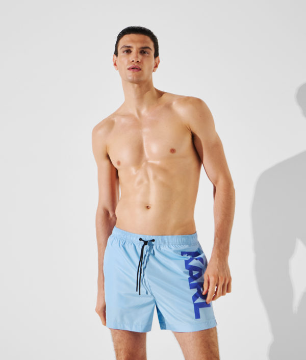 Karl Lagerfeld, Short De Bain Orné Du Logo Karl, Homme, Bleu Placide, Taille: XXS