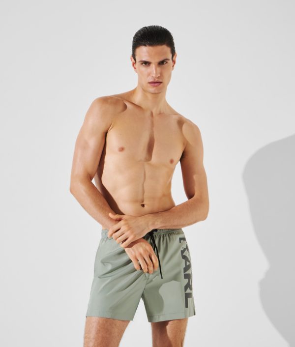 Karl Lagerfeld, Short De Bain Orné Du Logo Karl, Homme, Vert Iceberg, Taille: XXS