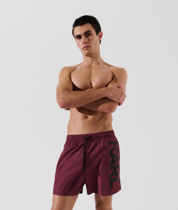 Karl Lagerfeld, Short De Bain Orné Du Logo Karl, Homme, Vin Windsor, Taille: XXS