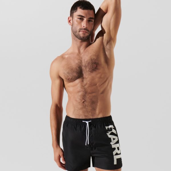 Karl Lagerfeld, Short De Bain Orné Du Logo Karl, Homme, Noir, Taille: XXS
