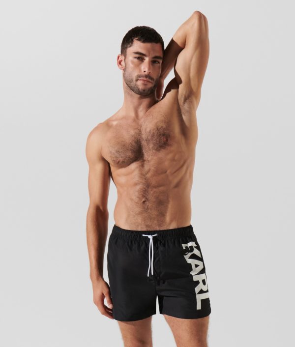 Karl Lagerfeld, Short De Bain Orné Du Logo Karl, Homme, Noir, Taille: XXS