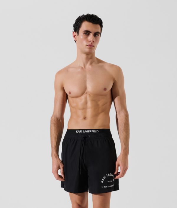 Karl Lagerfeld, Short De Bain Rue St-guillaume, Homme, Noir, Taille: XXS