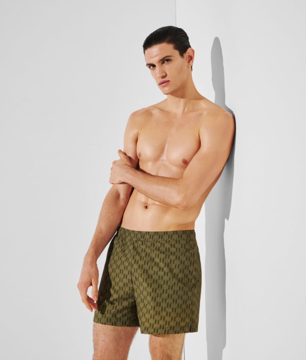 Karl Lagerfeld, Short De Bain Kl Monogram, Homme, All Over Monogram Print 4 Leaf Clover (trèfle à 4 feuilles), Taille: XXS