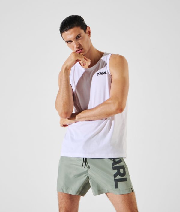 Karl Lagerfeld, Débardeur De Plage Avec Logo Karl, Homme, Blanc, Taille: XXXL