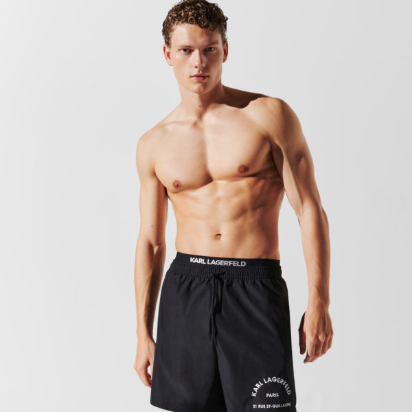 Karl Lagerfeld, Short De Bain Mi-long Rue St-guillaume, Homme, Noir, Taille: XXS