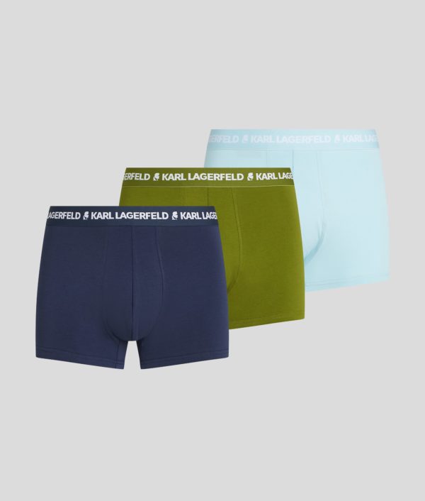 Karl Lagerfeld, Caleçons Avec Logo Karl - Lot De 3, Homme, Pesto-Bleu froid-Mood Indigo, Taille: XXS