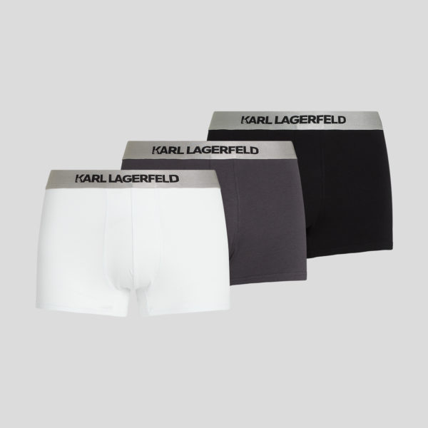 Karl Lagerfeld, Caleçons Avec Logo Karl Métallisé – Lot De 3, Homme, Asphalte-Blanc-Noir, Taille: XXS
