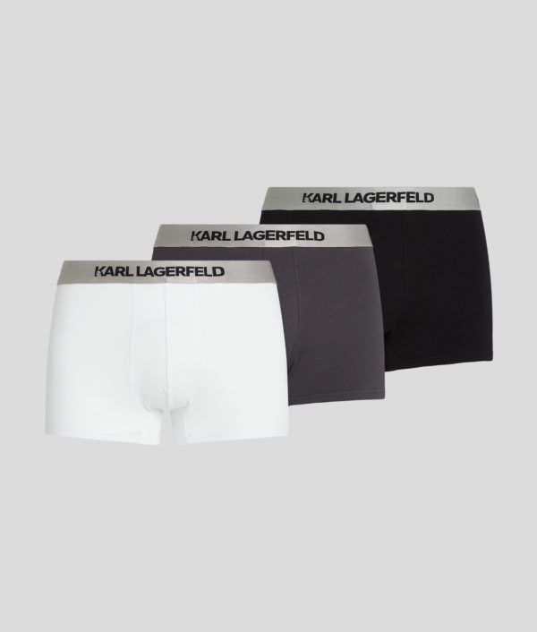 Karl Lagerfeld, Caleçons Avec Logo Karl Métallisé - Lot De 3, Homme, Asphalte-Blanc-Noir, Taille: XXS