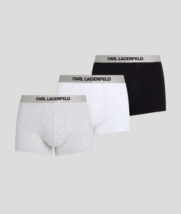 Karl Lagerfeld, Caleçons Avec Logo Karl Métallisé - Lot De 3, Homme, Noir/Blanc/Gris, Taille: XXS