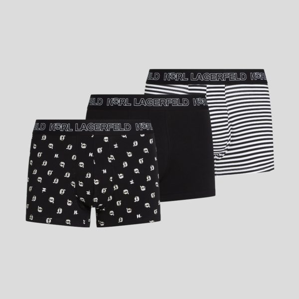 Karl Lagerfeld, Caleçons Ikon – Lot De 3, Homme, Mini motif all over noir, Taille: XXS