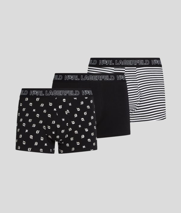 Karl Lagerfeld, Caleçons Ikon – Lot De 3, Homme, Mini motif all over noir, Taille: XXS