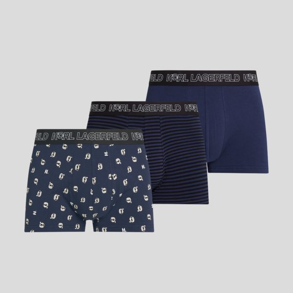 Karl Lagerfeld, Caleçons Ikon – Lot De 3, Homme, Ikon Imprimé à rayures sur toute la surface Noir Iris, Taille: XXS