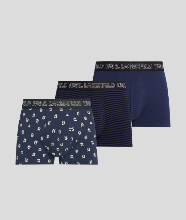 Karl Lagerfeld, Caleçons Ikon – Lot De 3, Homme, Ikon Imprimé à rayures sur toute la surface Noir Iris, Taille: XXS