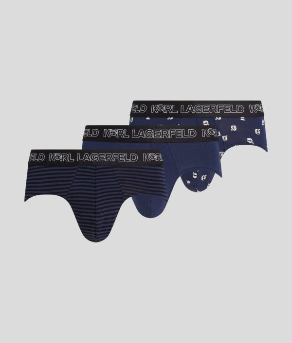 Karl Lagerfeld, Culottes Ikon - 3-pack, Homme, Ikon Imprimé à rayures sur toute la surface Noir Iris, Taille: XXS