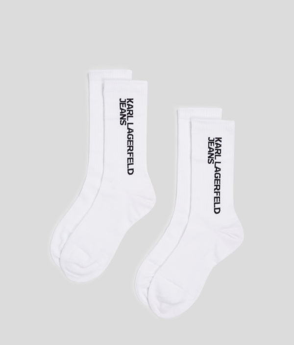 Karl Lagerfeld, Chaussettes À Logo Klj – Lot De 2 paires, Homme, Blanc/Noir, Taille: X00