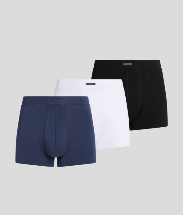 Karl Lagerfeld, Caleçons À Logo Métallisé Hotel Karl – Lot De 3, Homme, Noir-Blanc-Mood Indigo, Taille: XXS