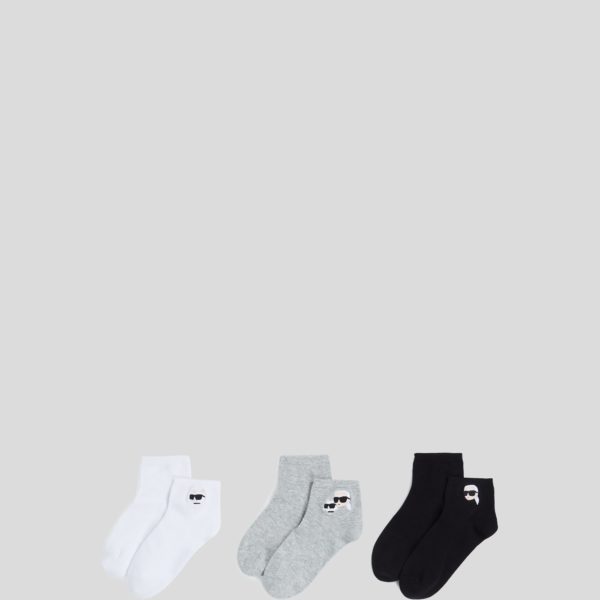 Karl Lagerfeld, Chaussettes Courtes Ikon - 3-pack, Homme, Noir/Blanc/Gris, Taille: X4346