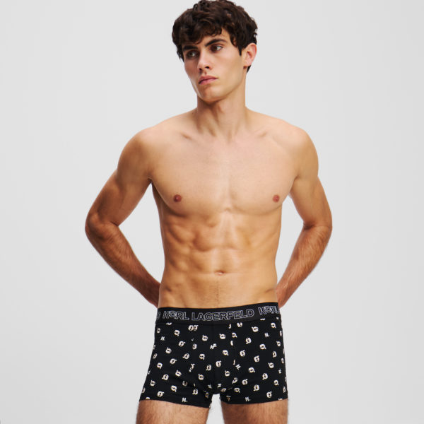 Karl Lagerfeld, Coffret Cadeau Caleçon Et Chaussettes Ikon, Homme, Mini motif all over noir, Taille: XXS