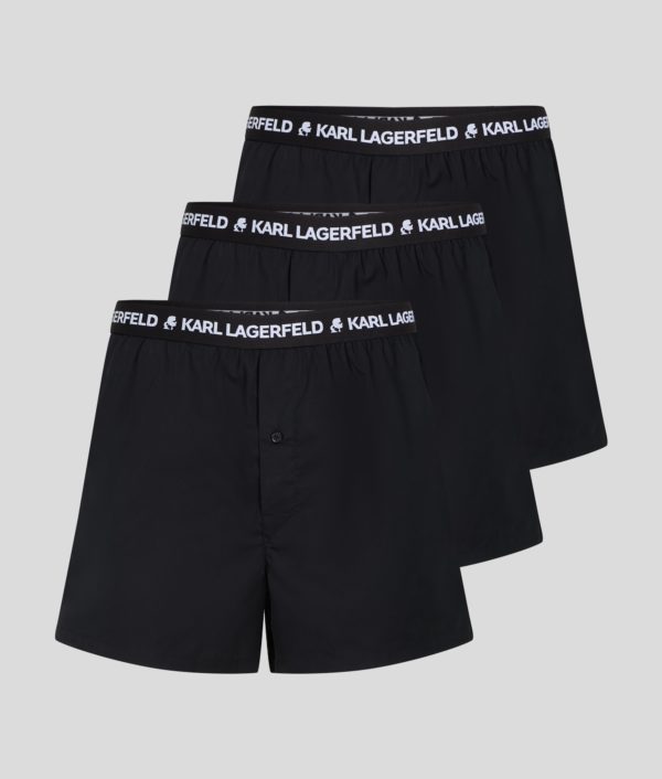 Karl Lagerfeld, Short Boxer Tissé Avec Logo Karl - Lot De 3, Homme, Noir, Taille: XXS