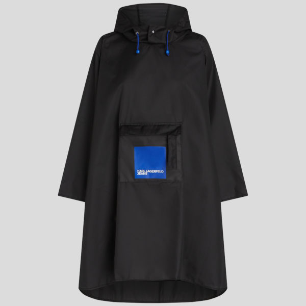 Karl Lagerfeld, Poncho À Capuche Avec Logo Carré, Homme, Noir, Taille: X00