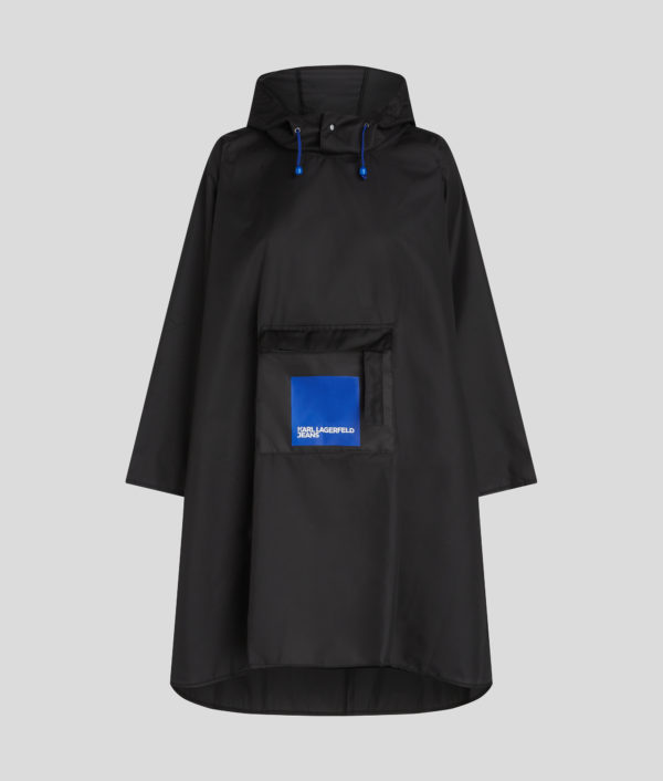 Karl Lagerfeld, Poncho À Capuche Avec Logo Carré, Homme, Noir, Taille: X00